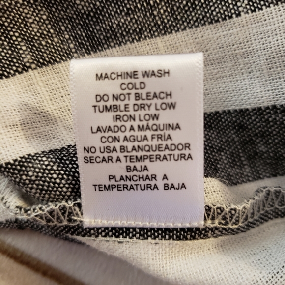 Black & White Stripe Linen Summer Dress - Picture 5 of 7